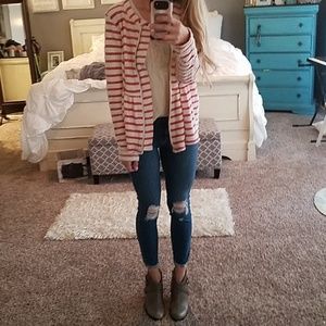 ❤ Free People Striped Peplum Sweater Jacket ❤